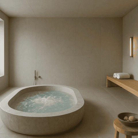 Arredamento Spa con Pietra Serena